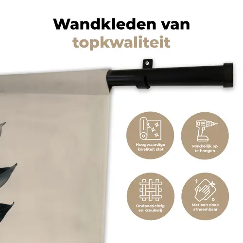 Laurierbladeren - Bloemknoppen - subtiel Wandkleed katoen klein -sfeer2