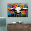 Schedel - Bloemen - Graffiti canvas 2cm klein -sfeer4