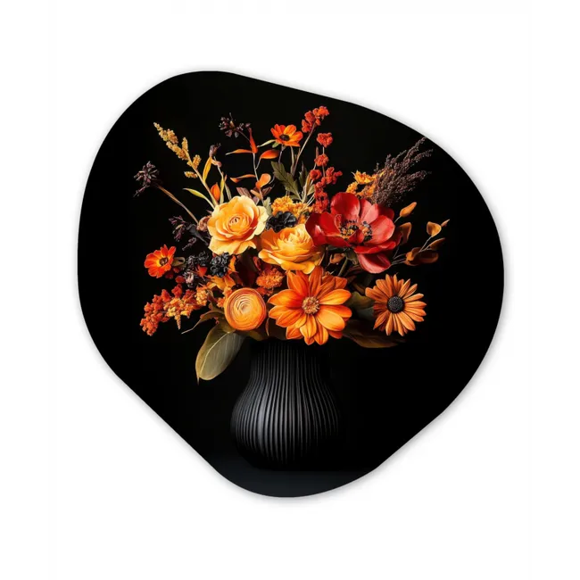 Organisch schilderij aluminium - Herfst - Boeket - Oranje