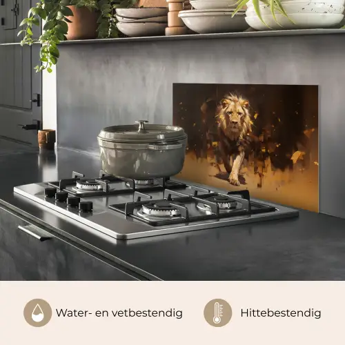 Leeuw - Geschilderd - Abstract - Goud keuken achterwand spatscherm klein -usp_NL