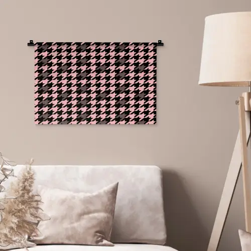 Plaid - Patroon - Zwart - Roze Wandkleed katoen klein 269 -sfeer4
