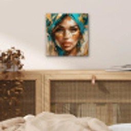 Vrouw - Portret - Goud - Luxe - Blauw aluminium wit klein -sfeer3