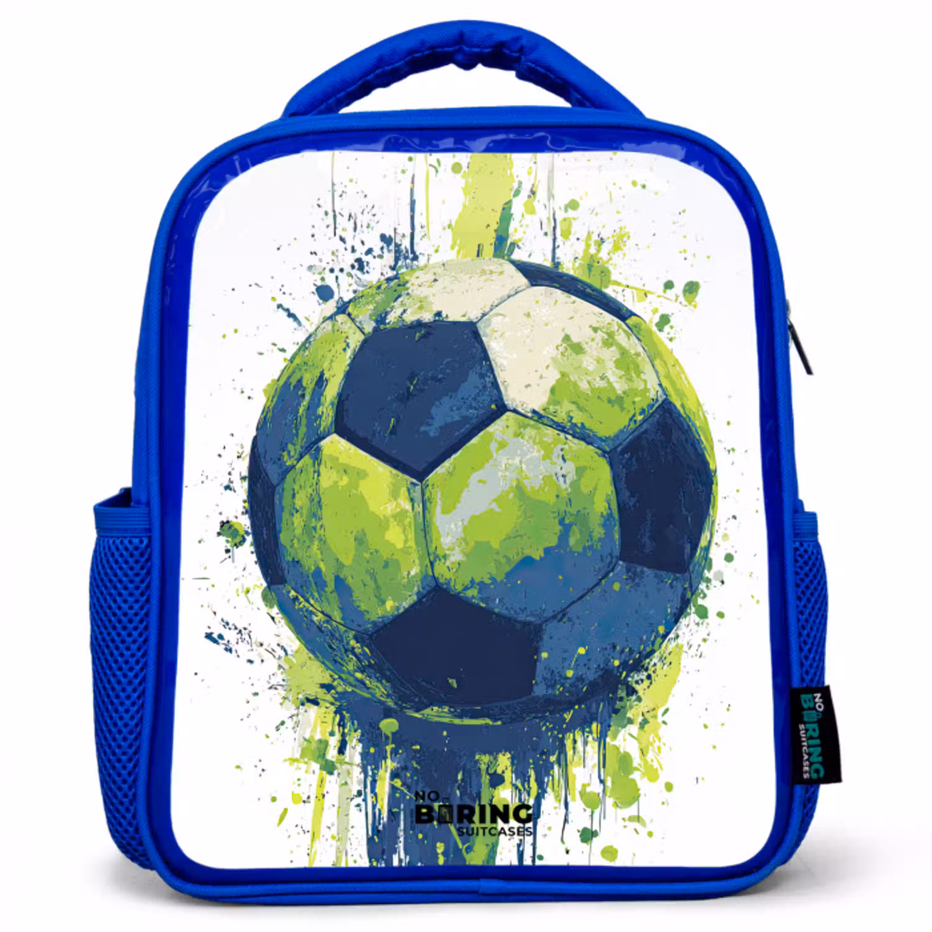 Voetbal - Verf - Groen - Blauw Kinderrugzak - Blauw middel -3d