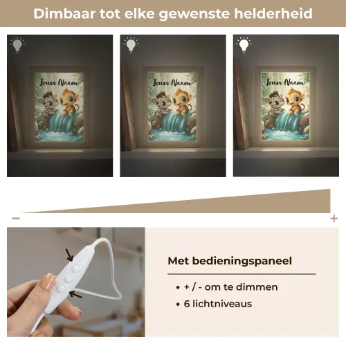 Zebra - Aapje - Waterval - Rotsen Light Box met kabel (Kinderlampje) klein -USP_dimbaarNL
