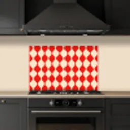Golvend patroon - Retro - Rood - Beige keuken achterwand spatscherm klein 900 -sfeer1
