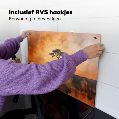 Boom - Landschap - Oranje Inductie beschemer met haakjes klein -ky-ophangen-nl