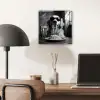 Golden Retriever - Hond - Vrolijk -  Bord spaghetti - Zwart - wit aluminium wit klein -sfeer5