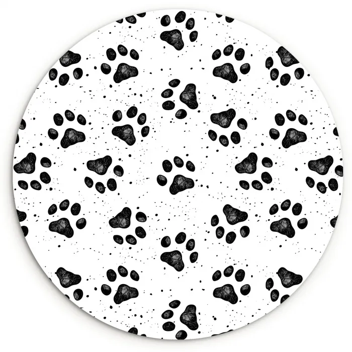 Paw - Pattern -Black Wandcirkel kunststof plaat 5mm dik klein 188 -3d