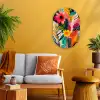 Schilderij - Abstract - Bloemen - Roze Wandcirkel Ovaal Forex klein -sfeer4