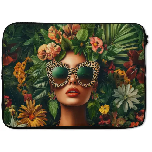 Vrouw - Panterprint - Jungle - Natuur - Luxe laptophoes neopreen klein -zkaufland3dotto