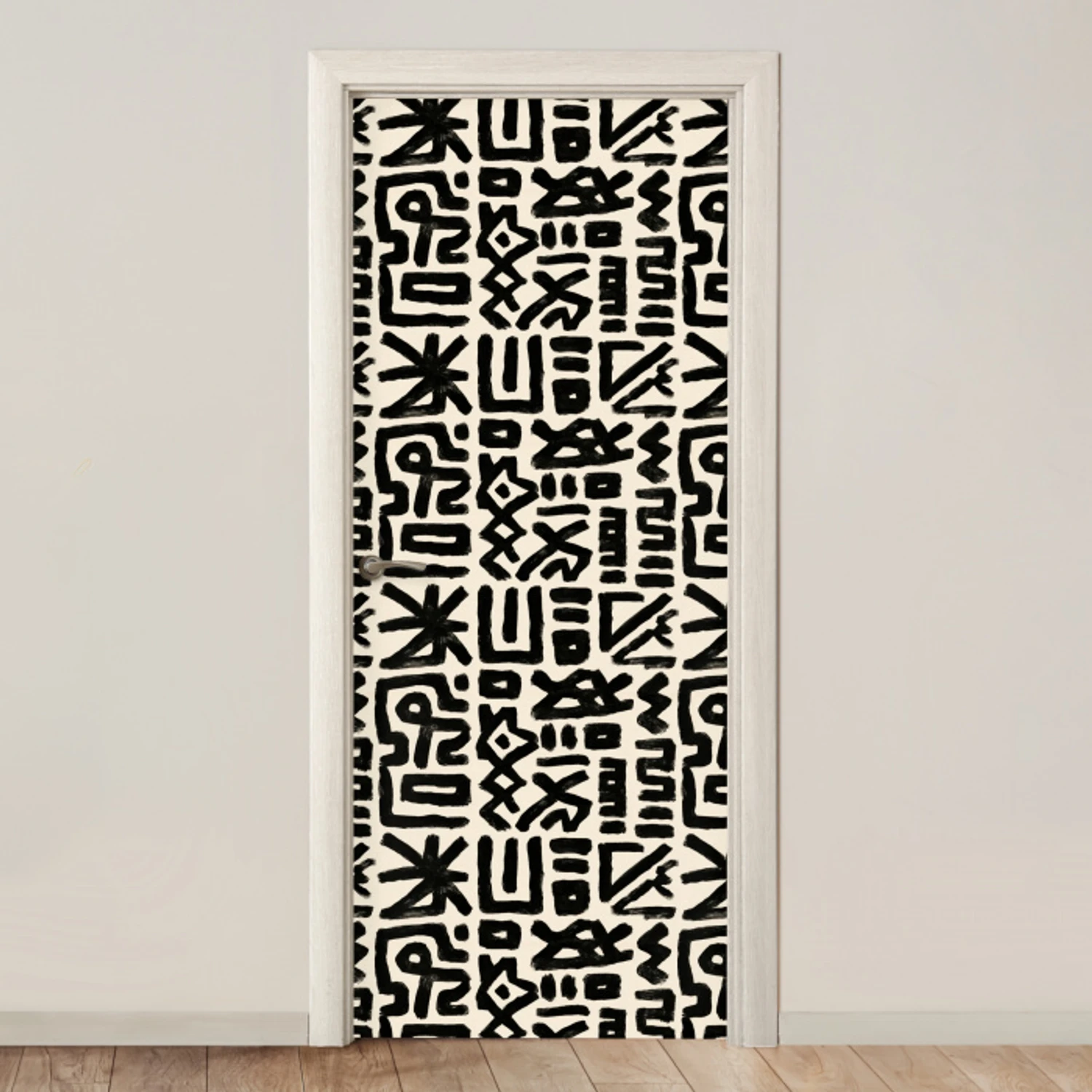 Geometrisch - Figuren - Zwart deurposter klein 289 -3d_beige