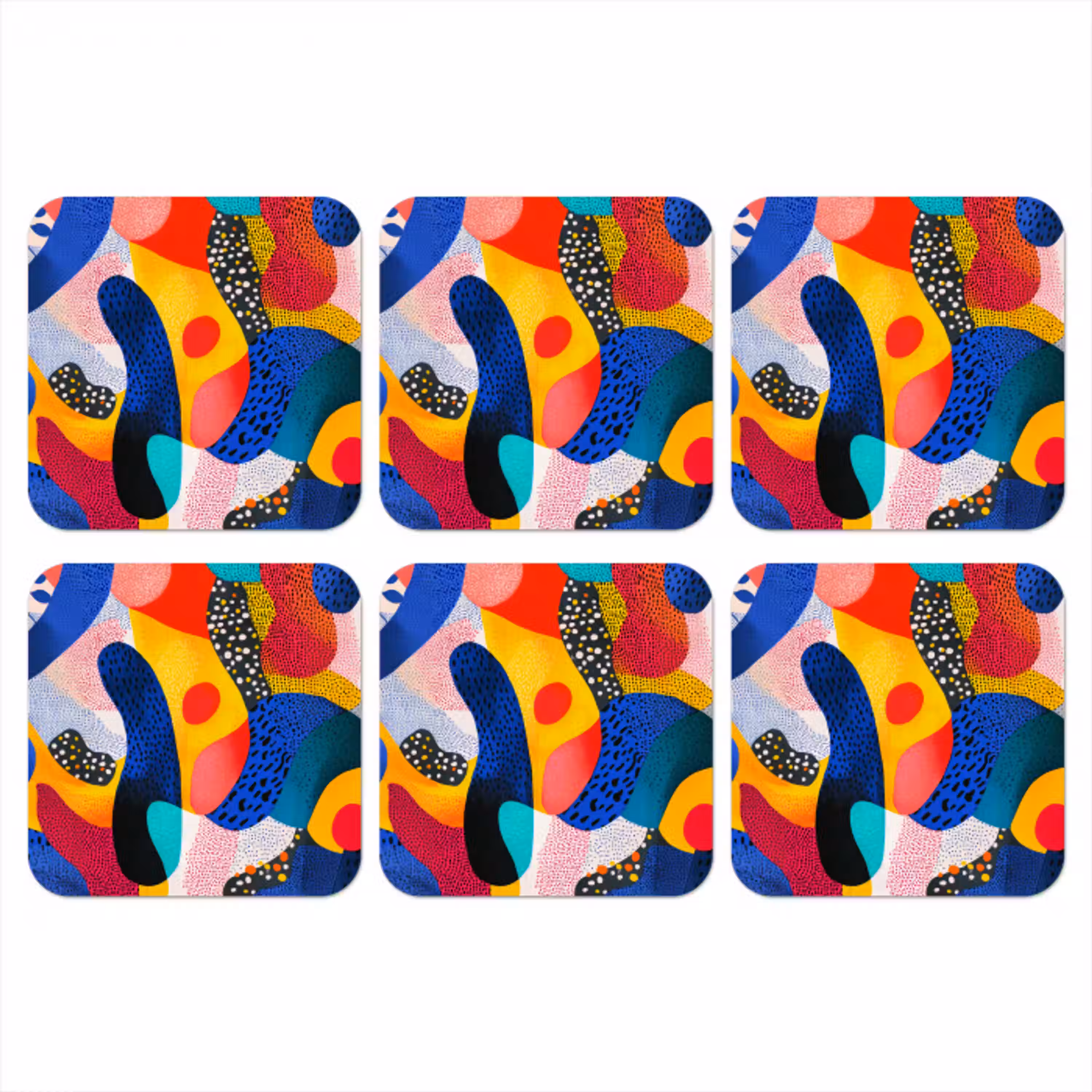 Vormen - Abstract - Stippels - Blauw onderzetter kurk middel -3d