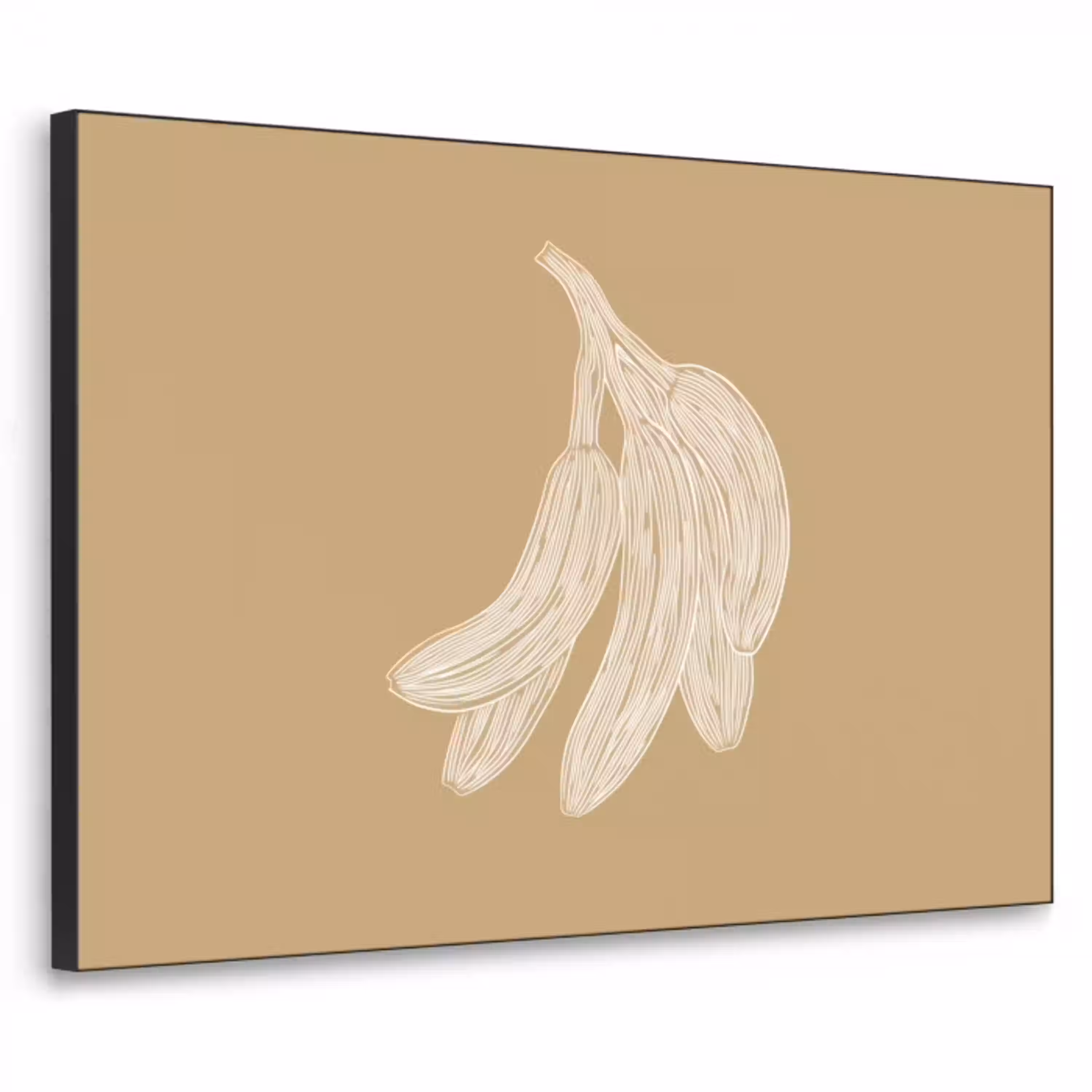 Bananen - Beige - Lijntekening - Minimalistisch Textielframe - compleet frame klein -3d