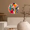 Bloemen - Bladeren - Abstract - Kleurrijk Wandcirkel behangsticker klein -sfeer1