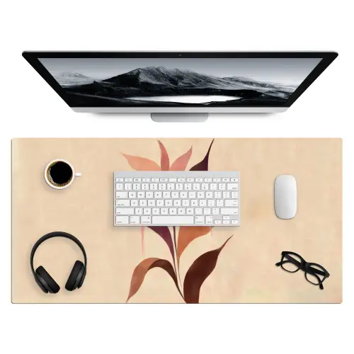 Minimalistisch - Bloem - Bladeren - Beige Muismat XXL klein -3d