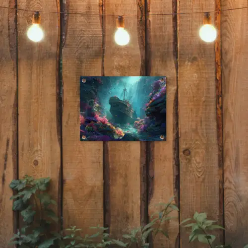 Schip - Hout - Koraalriffen - Zonlicht tuinposter los doek klein -sfeer1