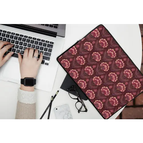 Bloemen - Waaier - Paars laptophoes neopreen klein 279 -bureau