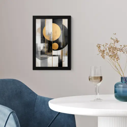 Abstract - Goud - Zilver - Vormen - Aesthetic - Modern fotolijst zwart zonder passe partout klein -sfeer4