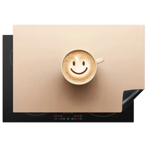 Koffie - Melkschuim - Lach - Beige Inductie beschermer vinyl 3mm klein -3d