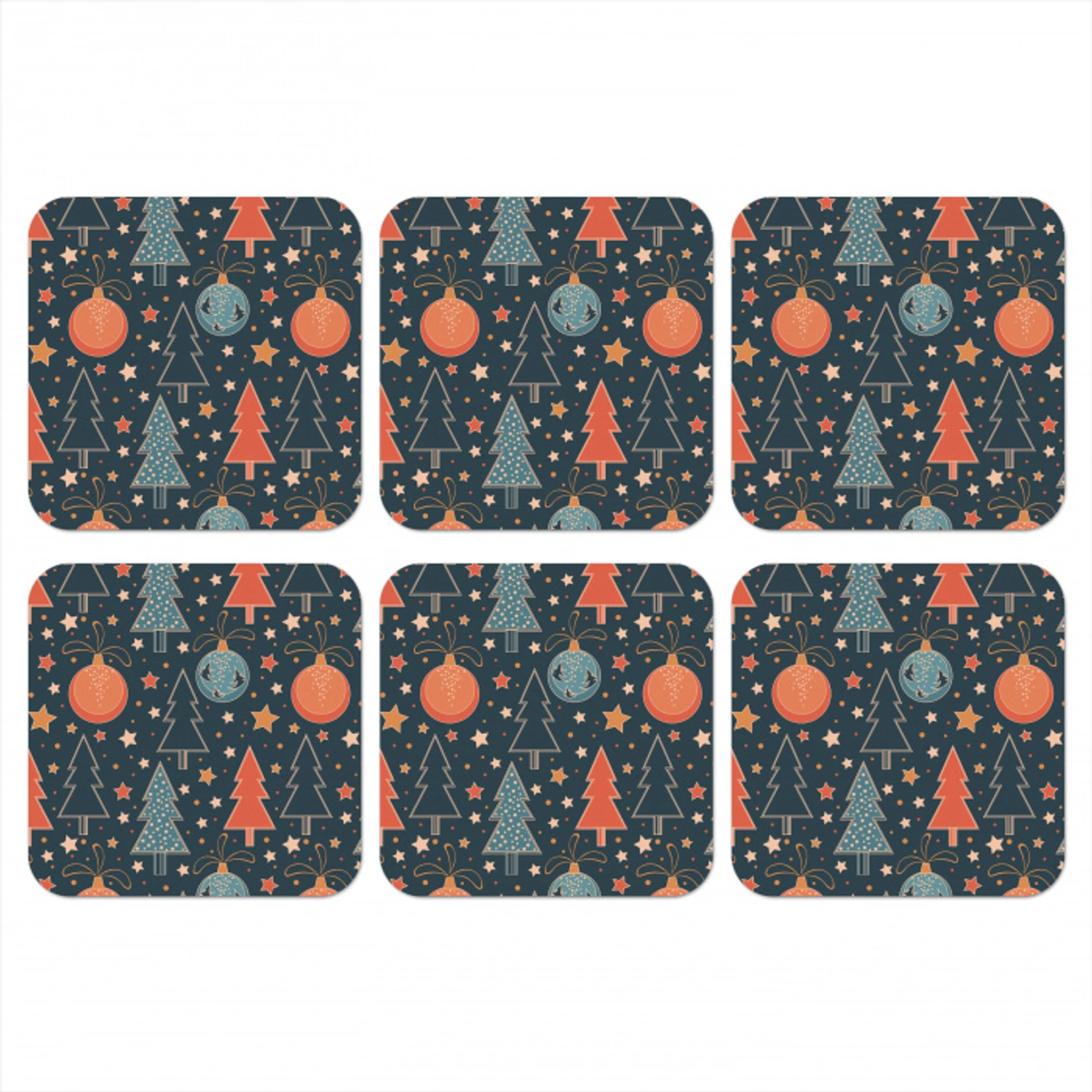 Illustratie - Kerst - Symbolen - Blauw onderzetter kurk middel 366 -3d