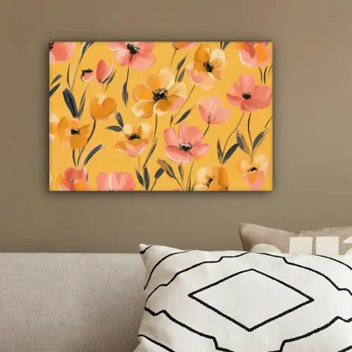 Bloemen - Geschilderd - Geel canvas 2cm klein -sfeer3