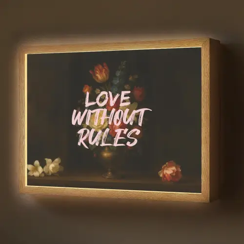 Liefde - Modern - Bloemen Light Box met batterij (Wandlamp) middel -z3d_website