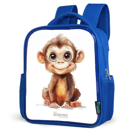 Baby aap Kinderrugzak - Blauw middel -schuin