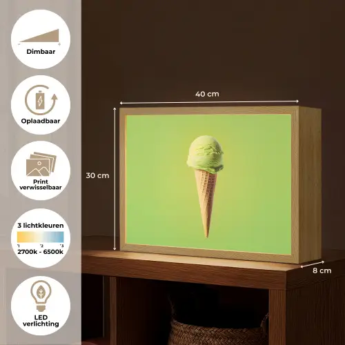 Hoorntje - Schepijs - Groen Light Box met batterij (Wandlamp) middel -USP_websiteoverzichtNL