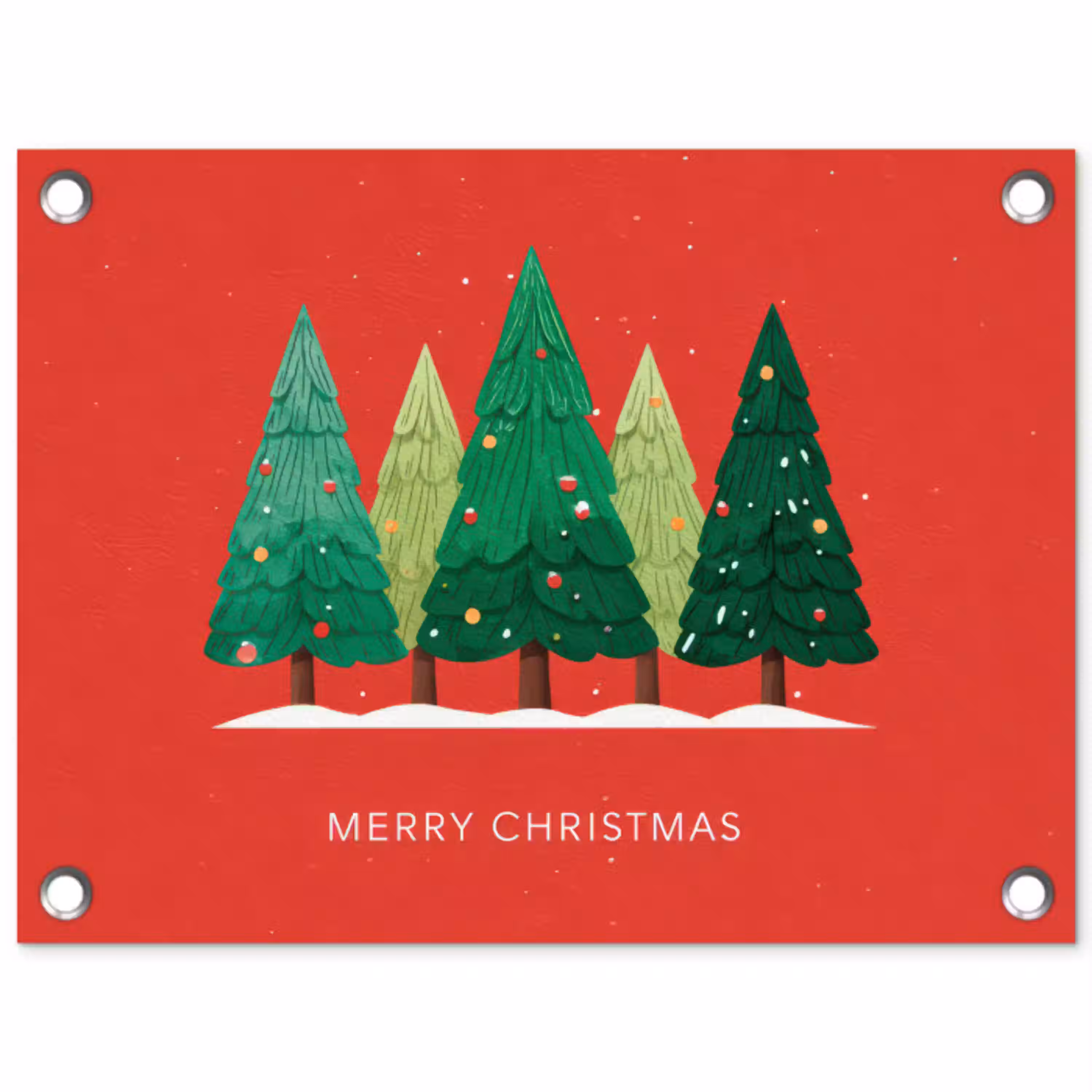 Minimalistisch - Kerstbomen - Rood - Sneeuw tuinposter los doek klein -3d