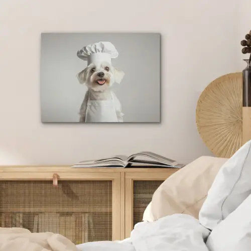 Hond - Wit - Kok PET vilt klein -sfeer3