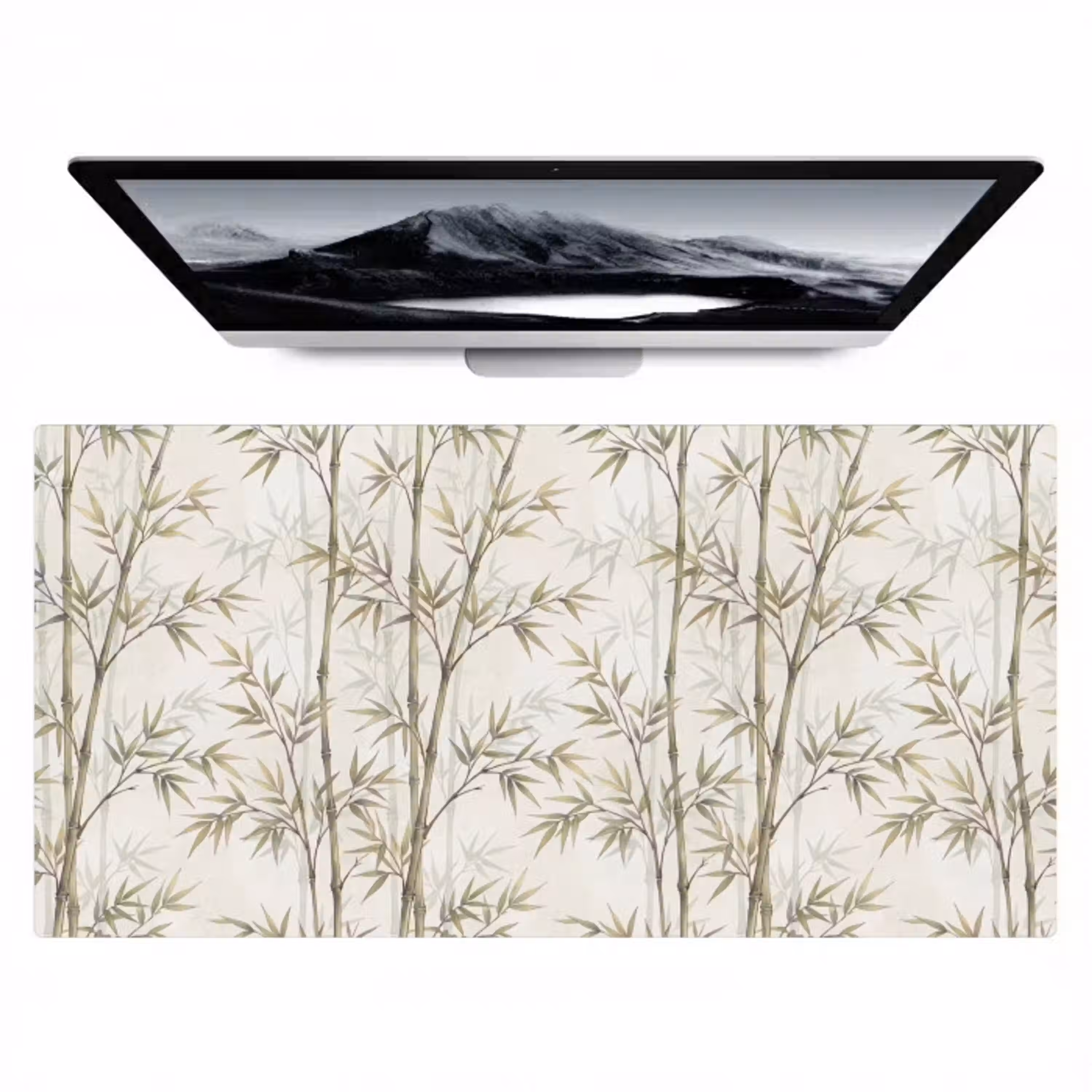 Bamboe - Bladeren - Natuur - Aquarel - Groen Muismat XXL klein -zzz3d