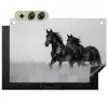 Paarden - Gras - Zwart - Wit Inductie beschemer met haakjes klein -3d