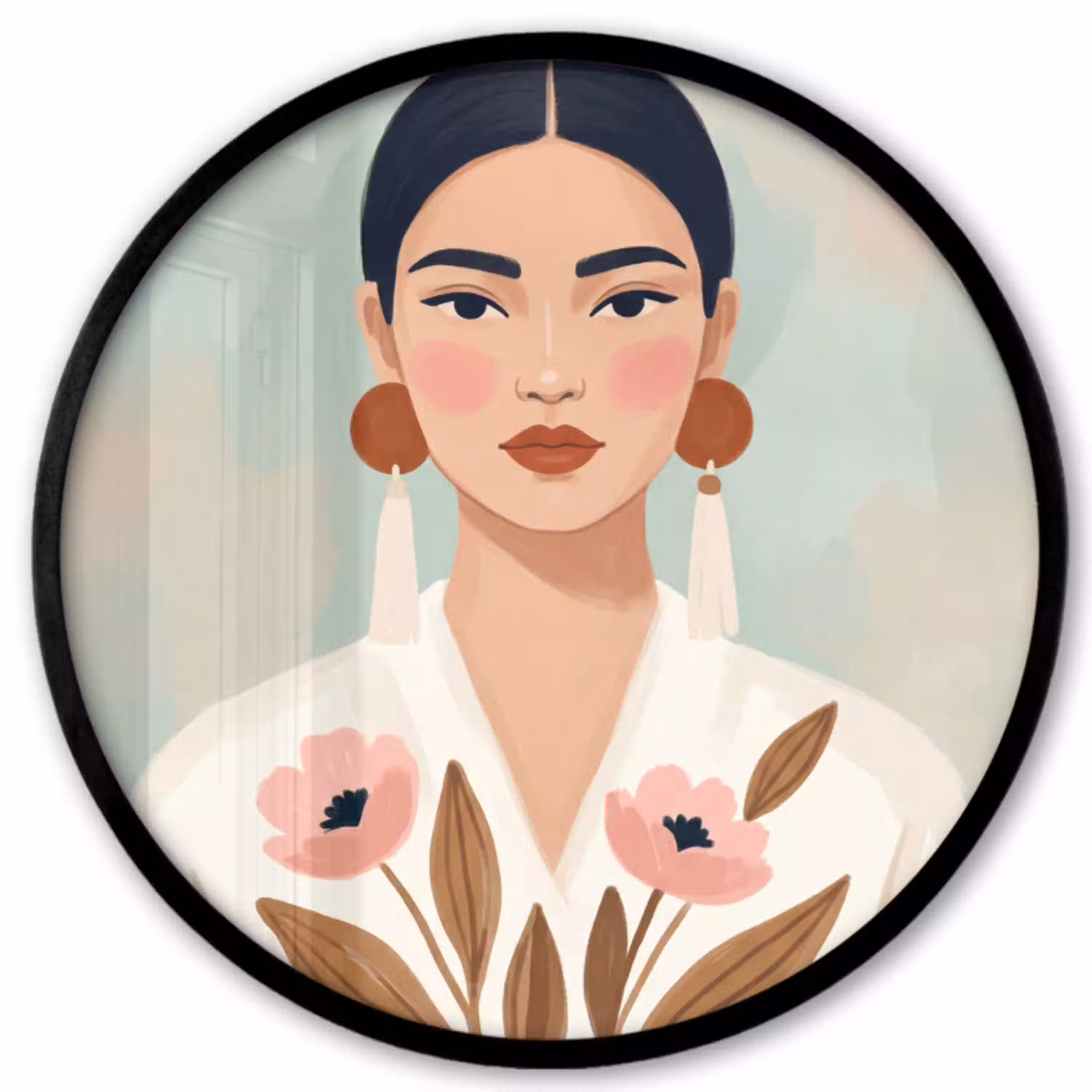 Vrouw - Kimono - Pastel Fotolijst rond zonder passe partout klein -3d