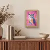 Uil - Roze - Blauw - Verf - Abstract Light Box met kabel (Tafellamp) klein -sfeer2