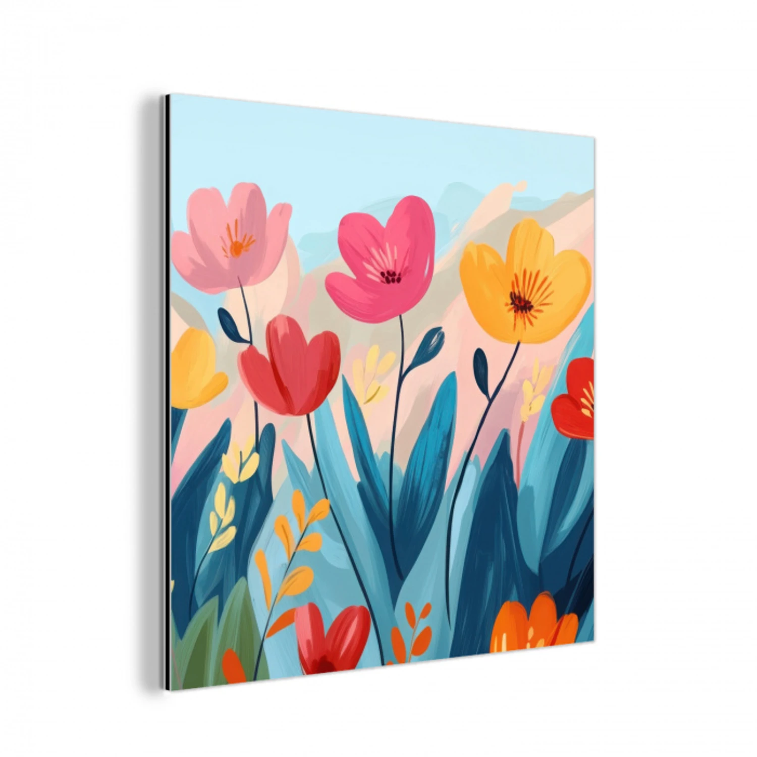 Illustratie - Bloemen - Kleurrijk aluminium wit klein -3d