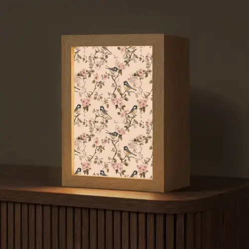 Bloesem - Koolmees - Roze Light Box met kabel (Tafellamp) klein 925 -z3d_website