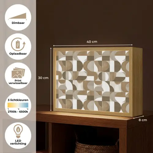 Abstract - Retro - Bruin Light Box met batterij (Wandlamp) middel 907 -USP_websiteoverzichtNL