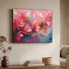 Bloemen - Roze - Natuur- Kunst - Abstract Textielframe zwart klein -sfeer3