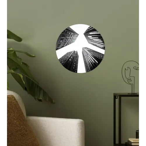 Gebouwen - Lucht - Zwart Wandcirkel behangsticker klein -sfeer2