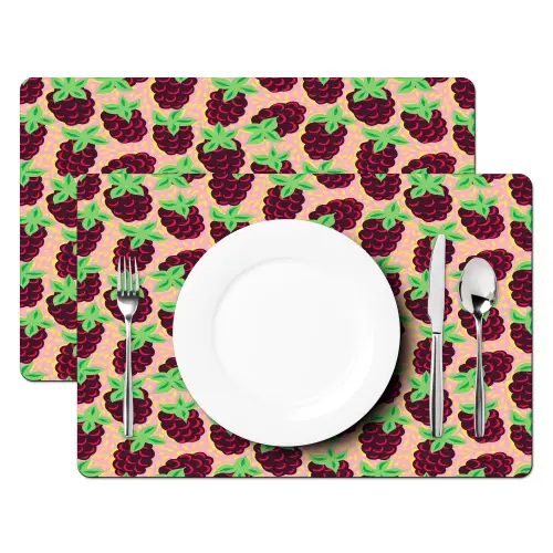 Frambozen - Rood - Roze - Kroonbladeren Placemat vinyl groot 368 -zzsfeer2_Kitchenyeah-website