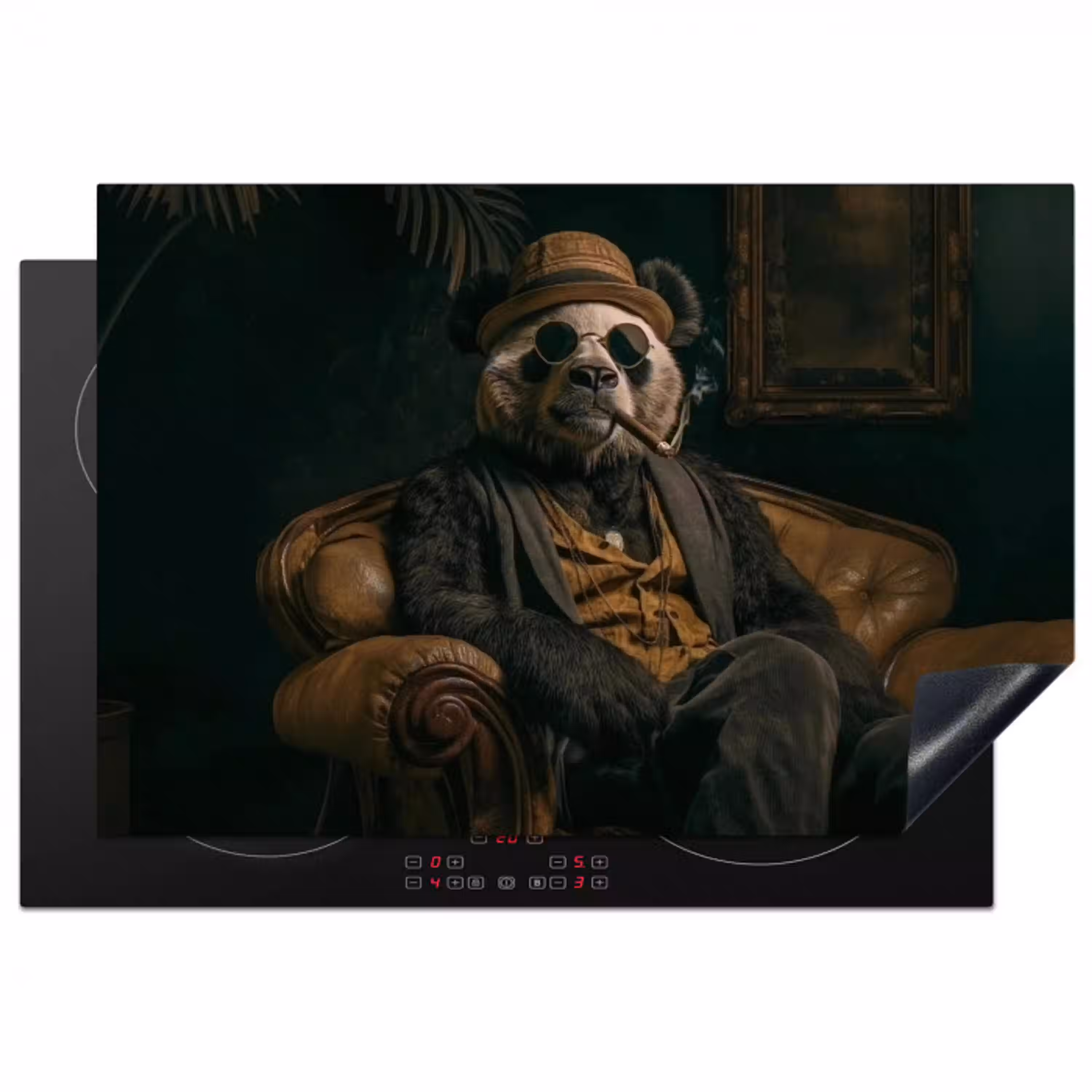Panda - Hoed - Bril - Pak Inductie beschermer vinyl 3mm klein -3d