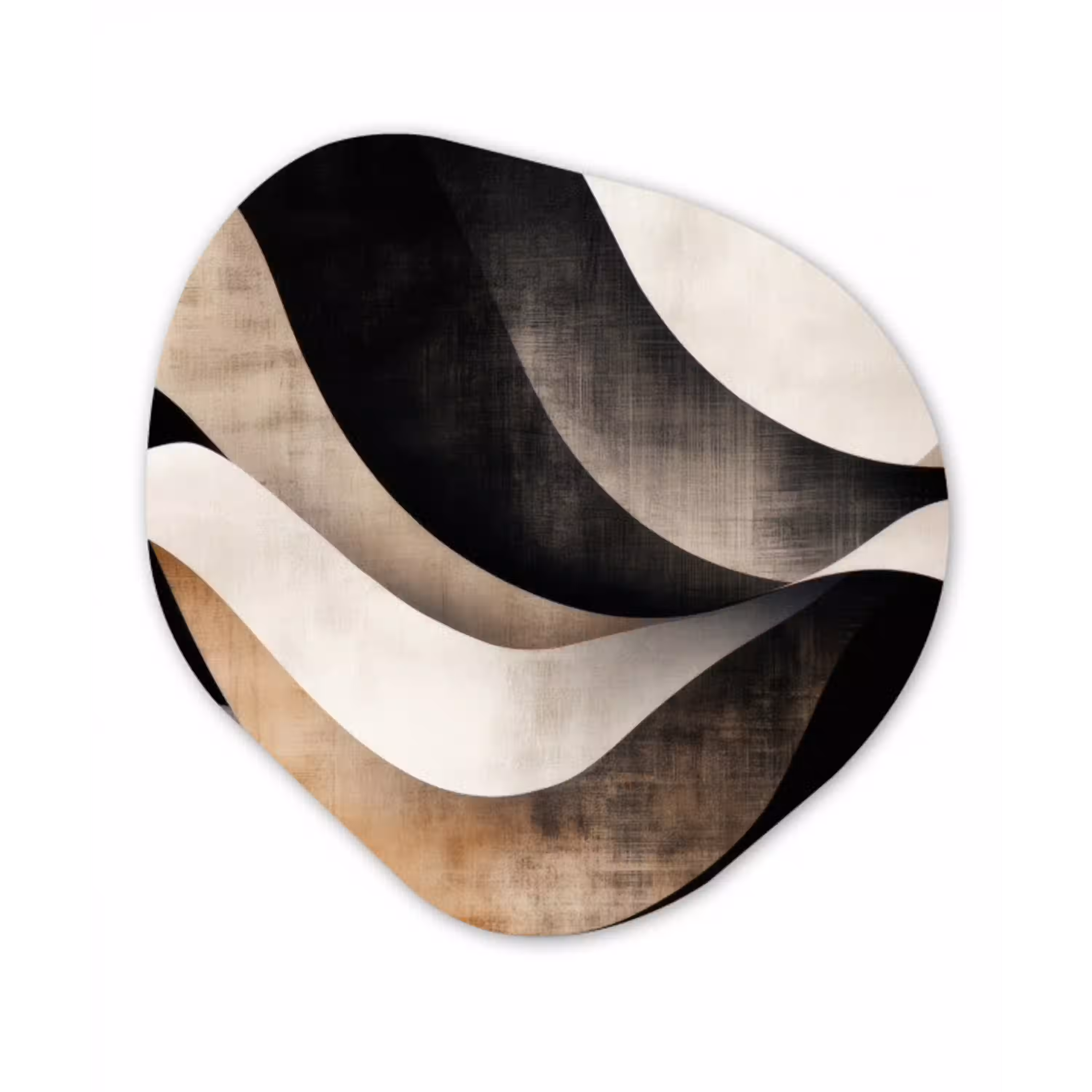 Abstract - Golven - Zwart - Verweerd Wandcirkel Organisch Aluminium middel -3d