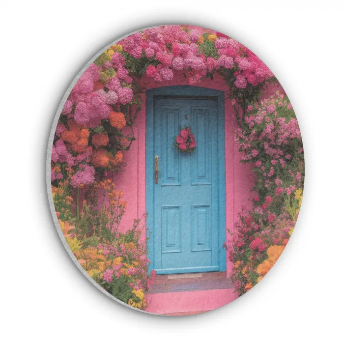 Bloemen - Deur - Roze Akoestische PET Vilt - Rond klein -3d