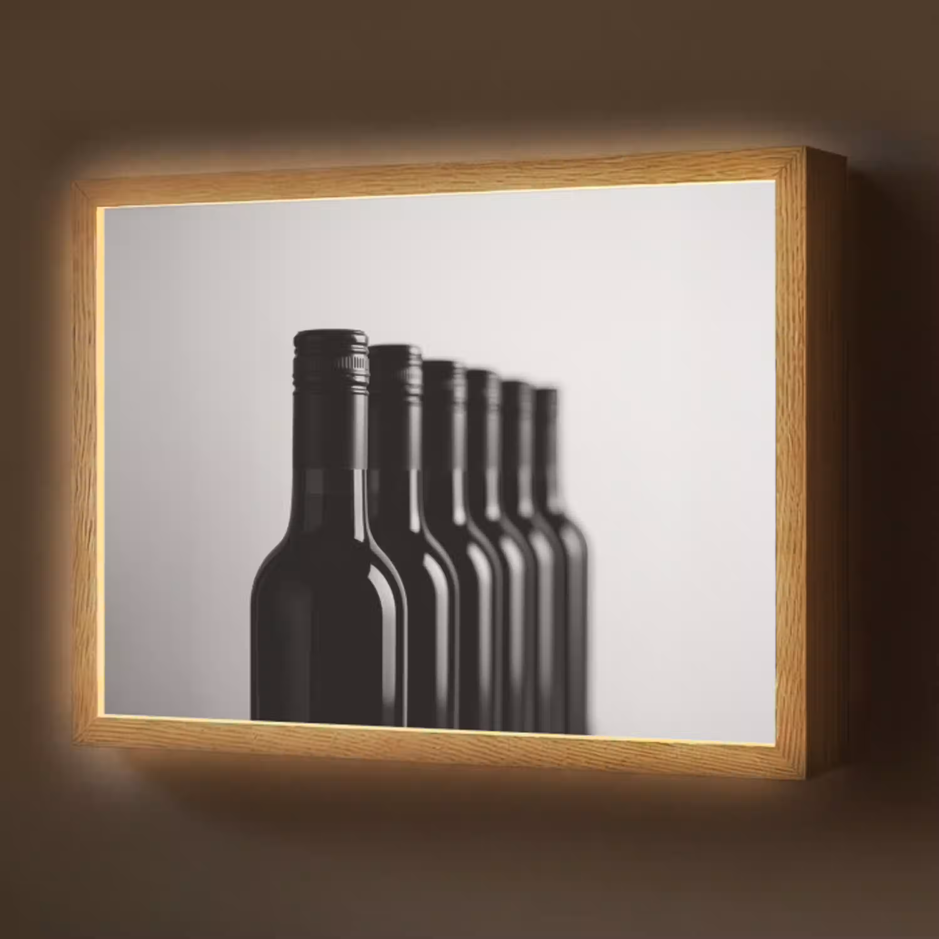 Wijnflessen - Zwart - Minimalistisch Light Box met batterij (Wandlamp) middel -z3d_website