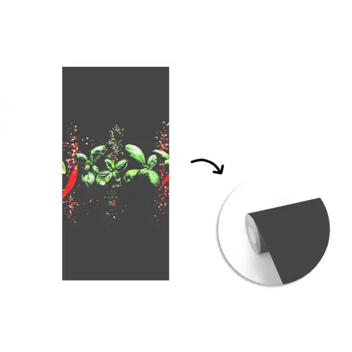 Chilipepers - Basilicum - Blaadjes - Rood fotobehang vinyl groot -3d