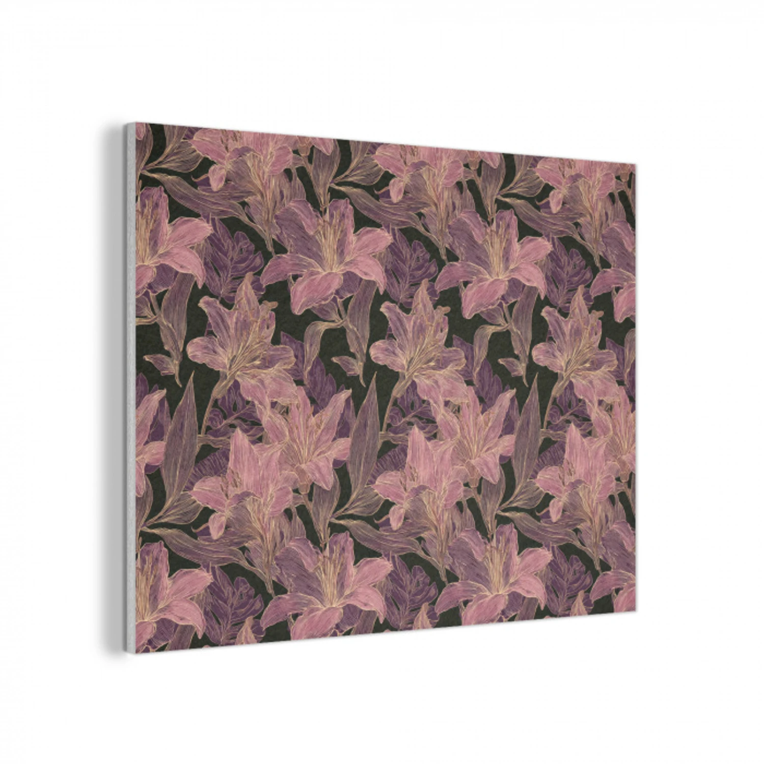 Lelies - Patroon - Paars - Goud PET vilt klein 837 -3d