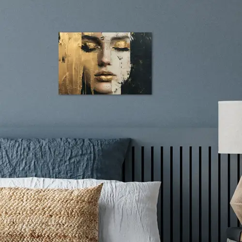 Abstract - Goud - Gezicht - Lippen poster papier klein -sfeer2