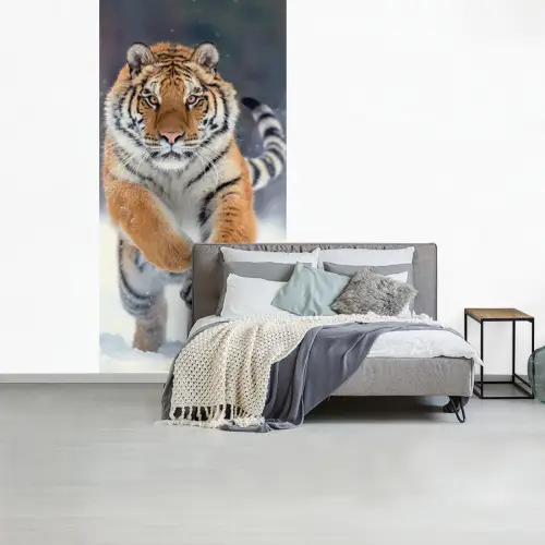 Tijger - Landschap - Sneeuw - Winter - Dieren fotobehang vinyl groot -slaapkamer