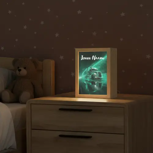 Vrachtwagen - Stad - Groen - Neon Light Box met kabel (Kinderlampje) klein -sfeer1_kind