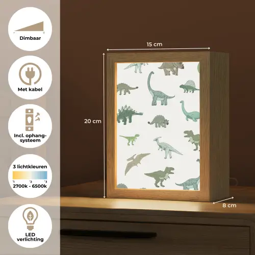 Dino - Groen - Jongens - Dinosaurus - Blauw Light Box met kabel klein -USP_NL